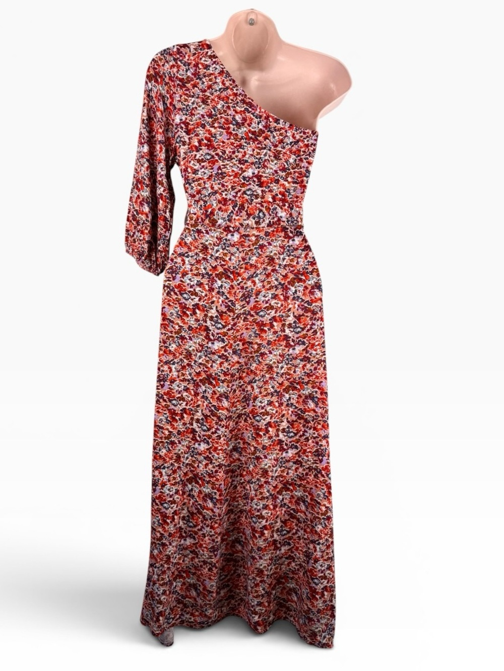 American Eagle Floral One Shoulder Midi Dress Tie Waist Boho Size Small - Picture 3 of 7